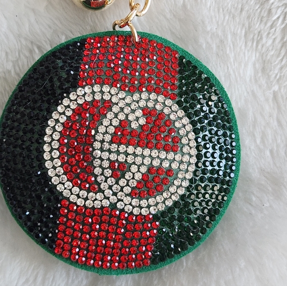 Green and Red Logo Rhinestone Keychain - Picture 3 of 3